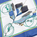 Hermès Carré 90 "LES VOITURES A TRANSFORMATION" Silk handkerchief in Blue