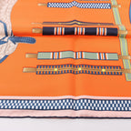 Hermès Carré 90 "LETTRES EQUESTRES" 100% Silk Scarf in Orange