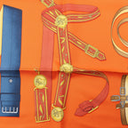 Hermès Carré 90 "LETTRES EQUESTRES" 100% Silk Scarf in Orange
