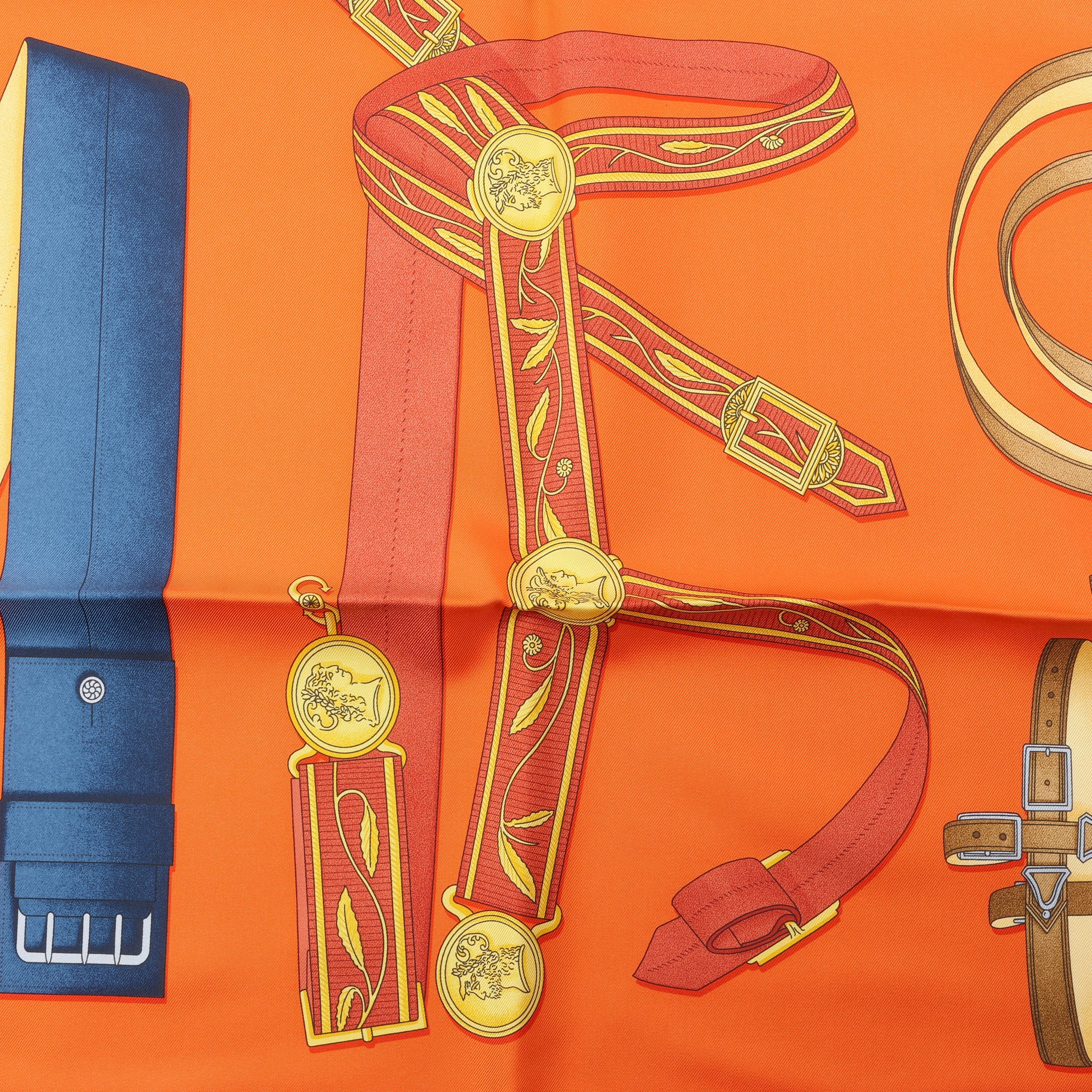 Hermès Carré 90 "LETTRES EQUESTRES" 100% Silk Scarf in Orange
