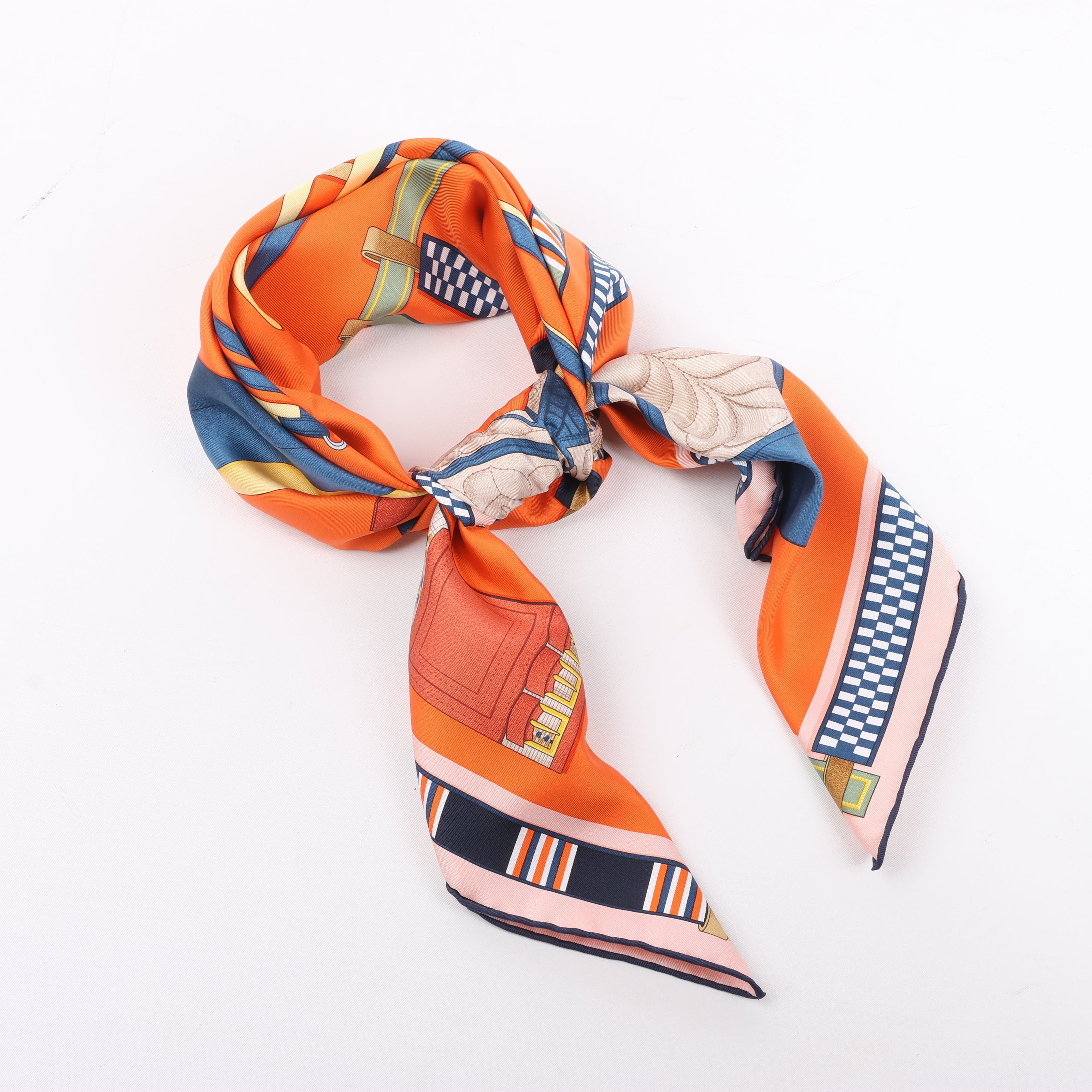 Hermès Carré 90 "LETTRES EQUESTRES" 100% Silk Scarf in Orange