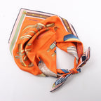 Hermès Carré 90 "LETTRES EQUESTRES" 100% Silk Scarf in Orange