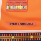 Hermès Carré 90 "LETTRES EQUESTRES" 100% Silk Scarf in Orange