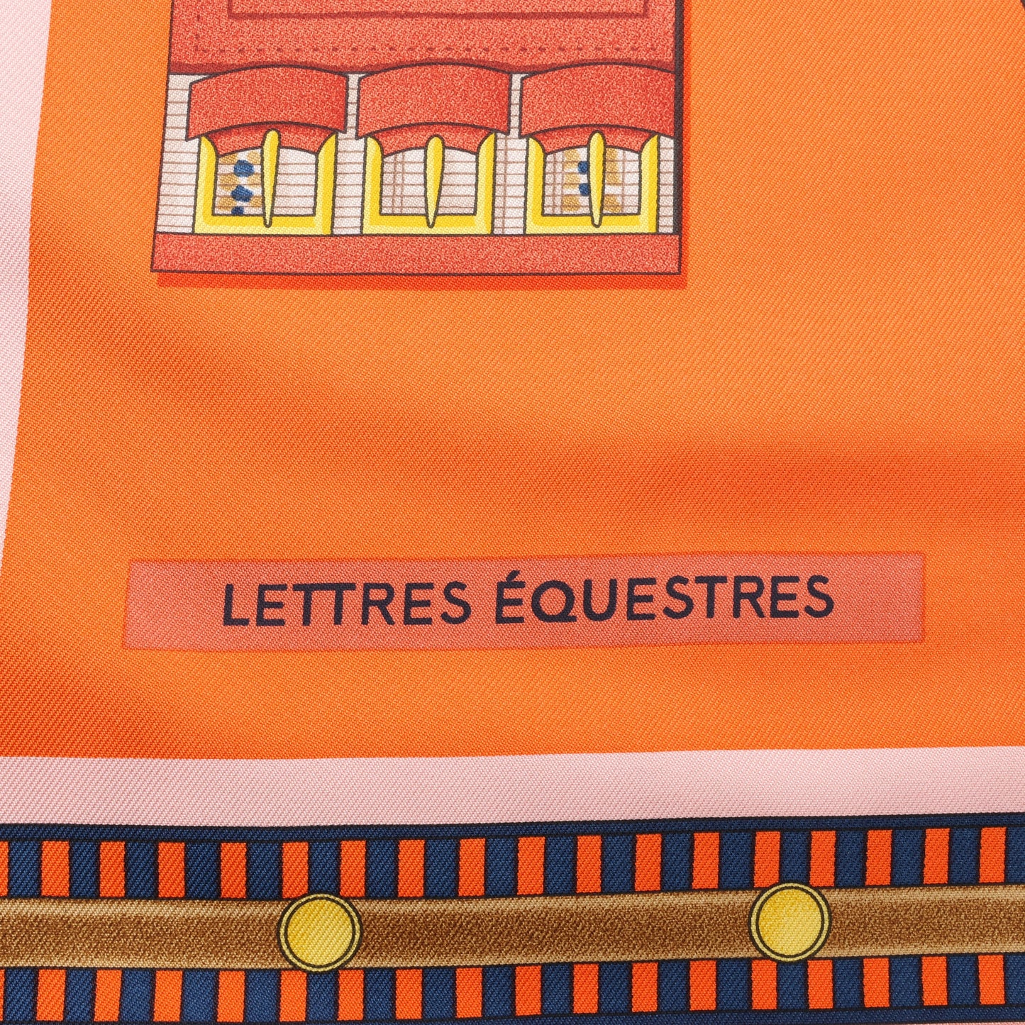 Hermès Carré 90 „LETTRES EQUESTRES“ Schal aus 100 % Seide in Orange