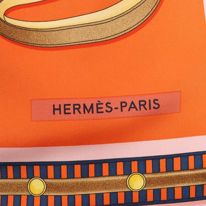 Hermès Carré 90 "LETTRES EQUESTRES" Foulard 100% Soie en Orange