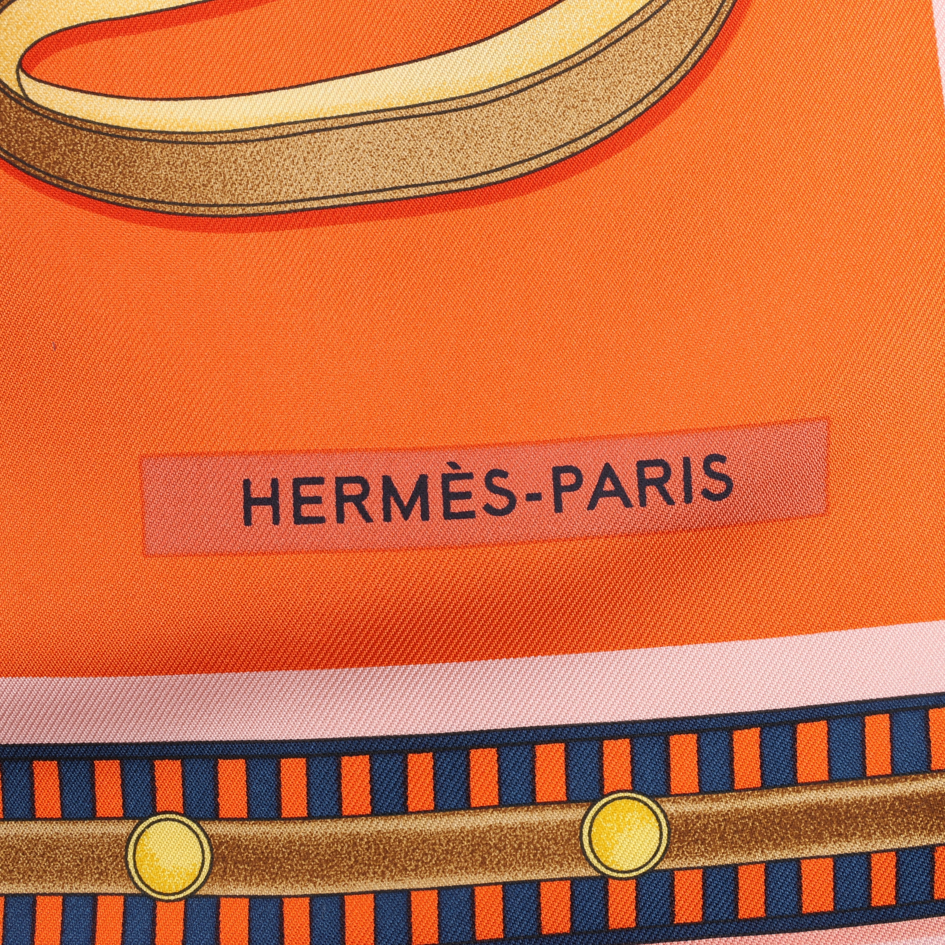 Hermès Carré 90 "LETTRES EQUESTRES" 100% Silk Scarf in Orange
