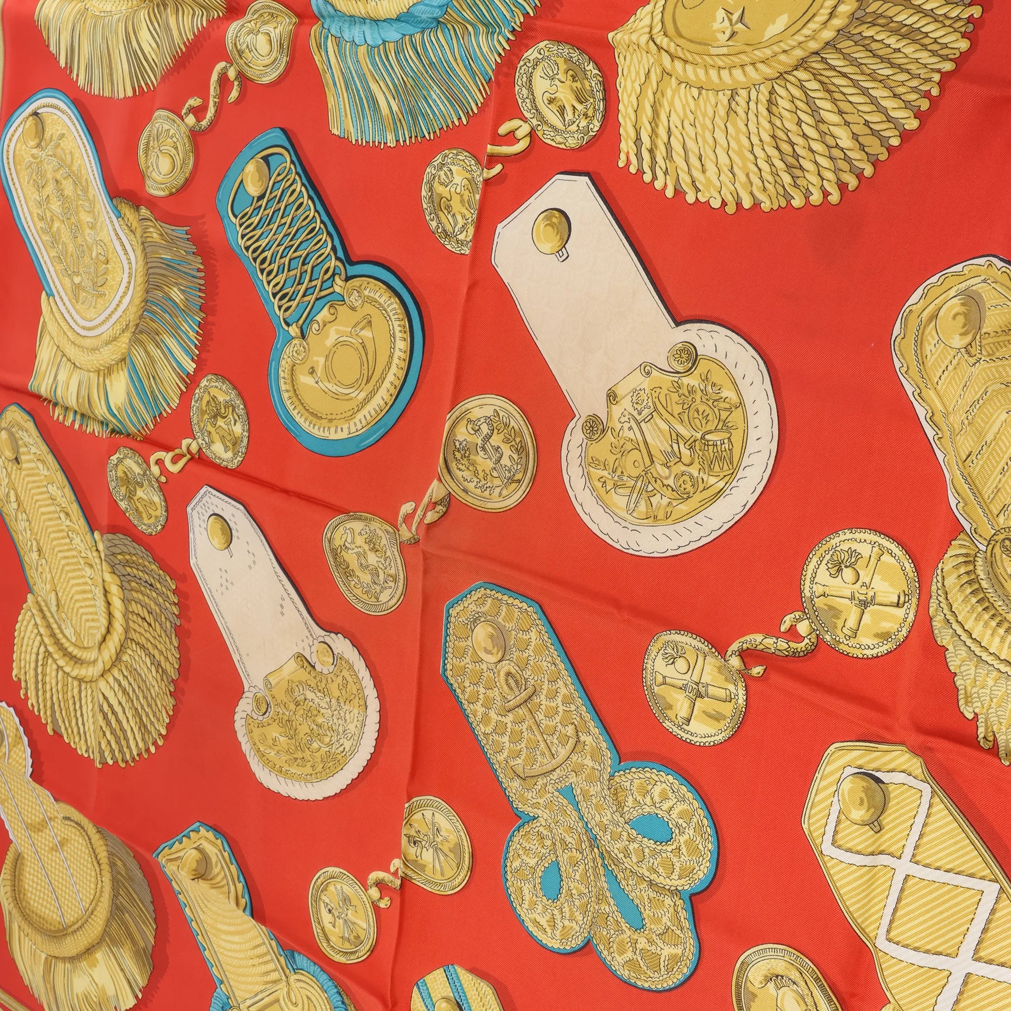Hermès Carré 90 "Epaulettes" Silk handkerchief in Red