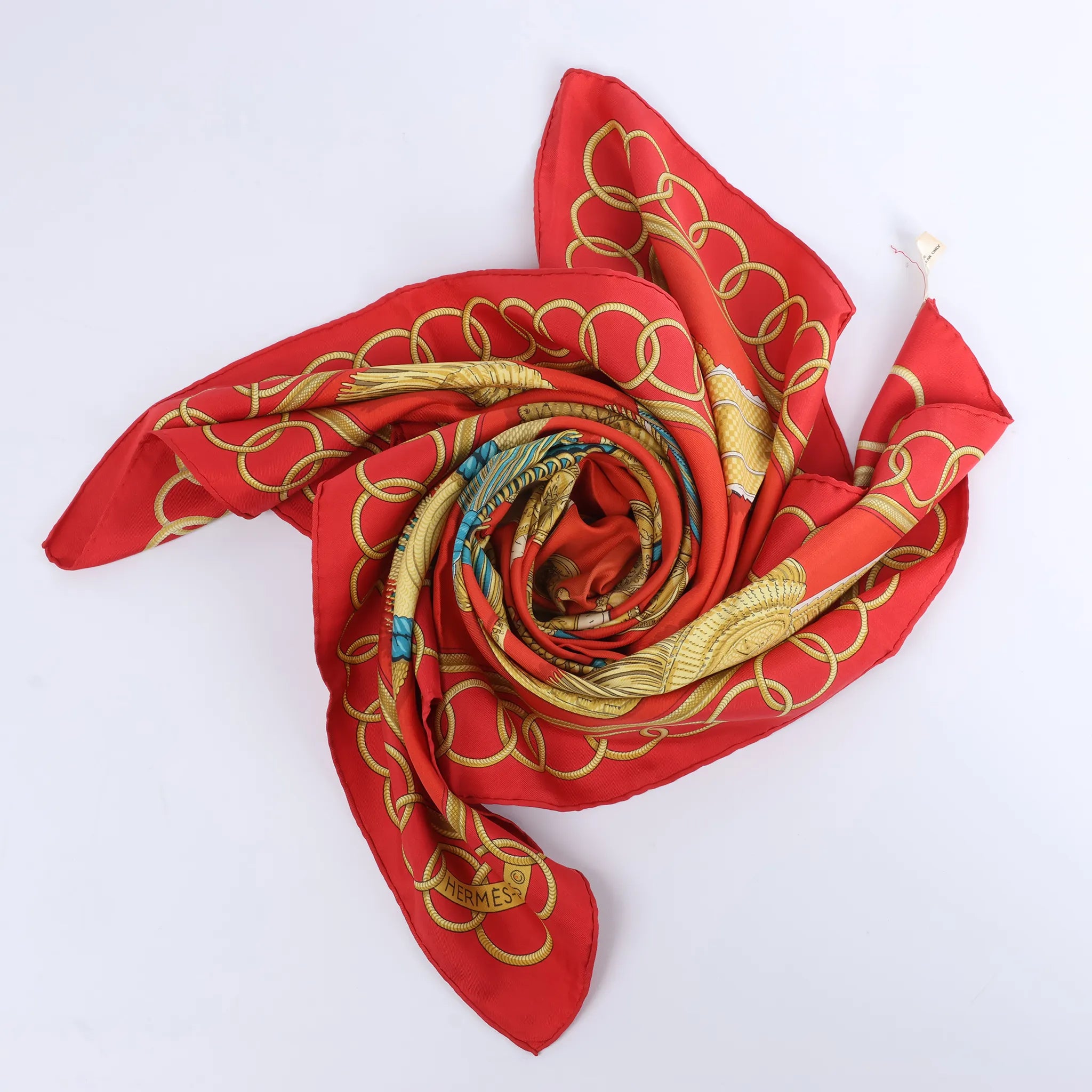 Hermès Carré 90 "Epaulettes" Silk handkerchief in Red