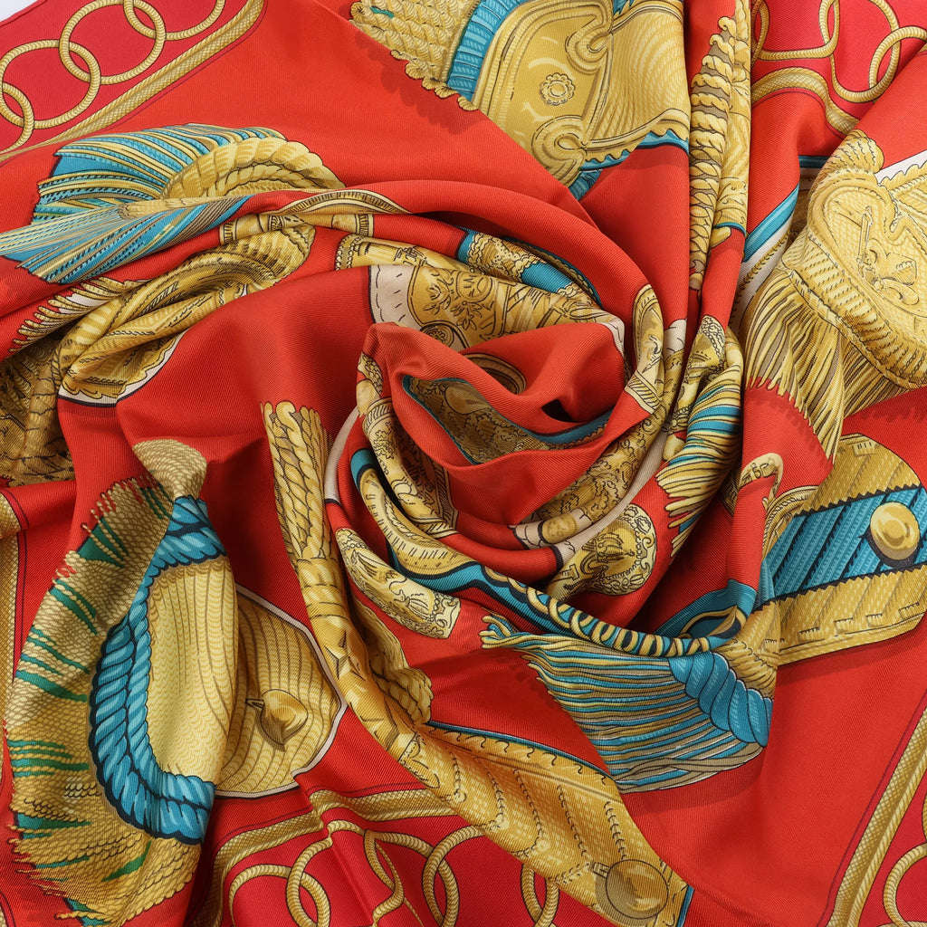 Hermès Carré 90 "Epaulettes" Silk handkerchief in Red