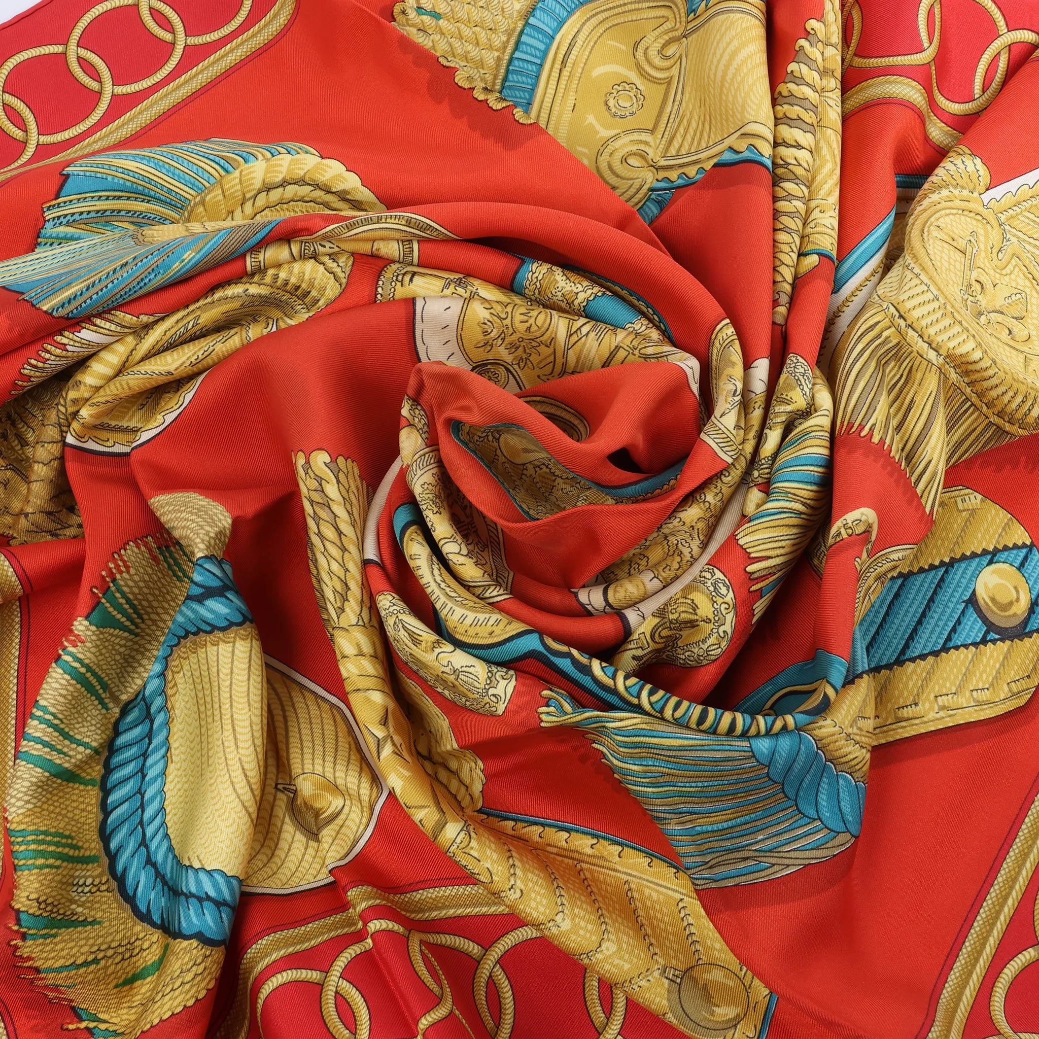 Hermès Carré 90 "Epaulettes" Silk handkerchief in Red