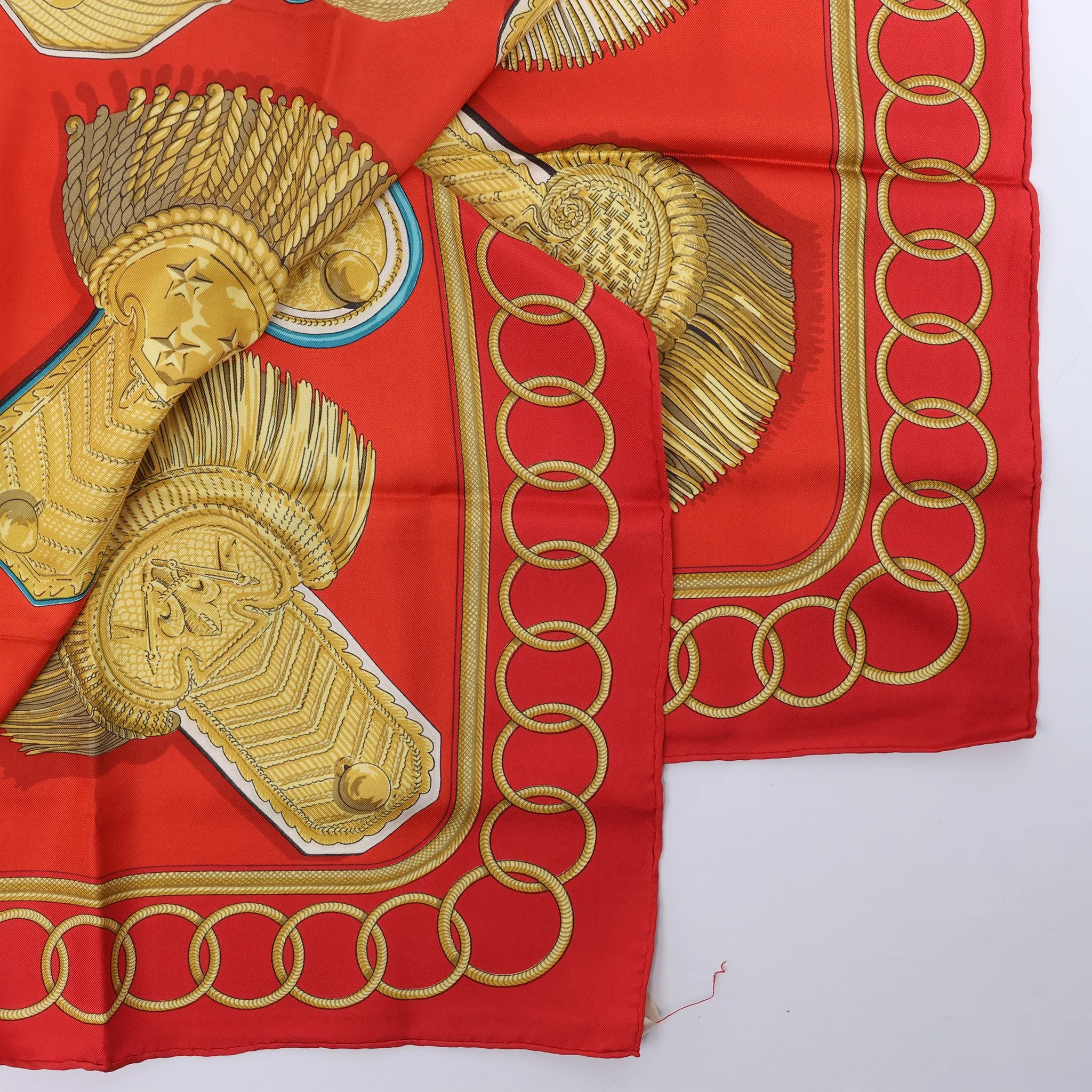 Hermès Carré 90 "Epaulettes" Silk handkerchief in Red