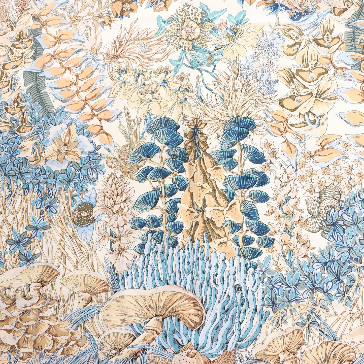 Hermès Carré 90 "LIle Deserte" Silk handkerchief in Beige