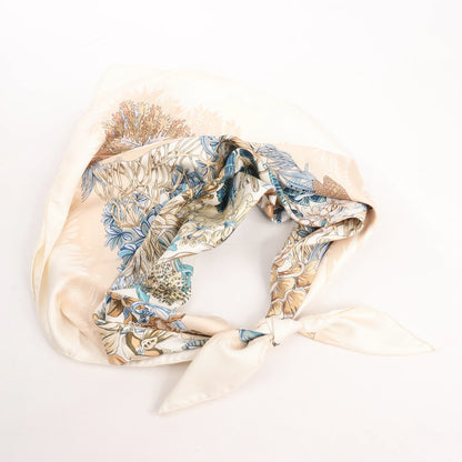 Hermès Carré 90 "LIle Deserte" Silk handkerchief in Beige