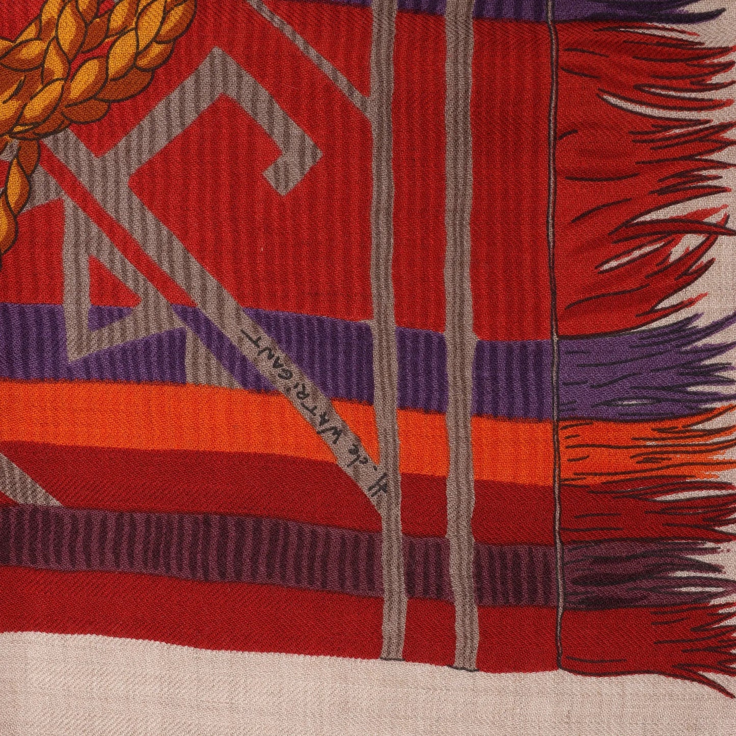 Hermès Carré 90 "LUJO CRIOLLO" Cashmere & Silk handkerchief in Red