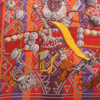 Hermès Carré 90 "LUJO CRIOLLO" Cashmere & Silk handkerchief in Red