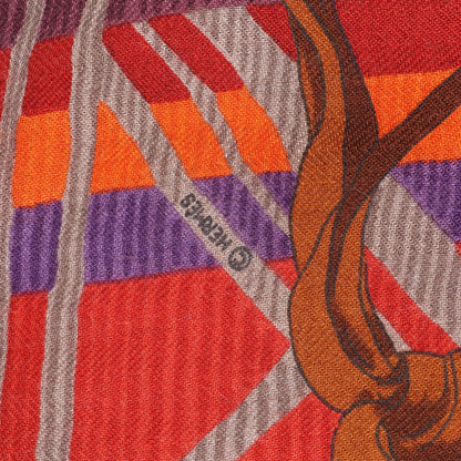 Hermès Carré 90 "LUJO CRIOLLO" Cashmere & Silk handkerchief in Red