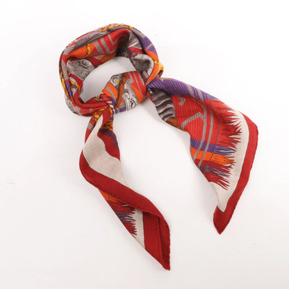 Hermès Carré 90 "LUJO CRIOLLO" Cashmere & Silk handkerchief in Red