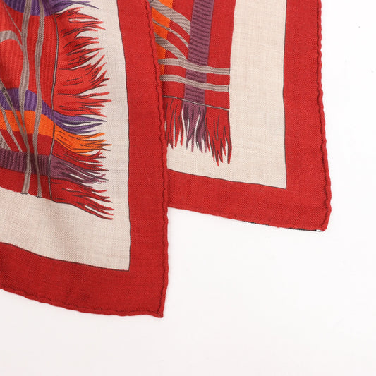 Hermès Carré 90 "LUJO CRIOLLO" Cashmere & Silk handkerchief in Red