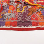 Hermès Carré 90 "LUJO CRIOLLO" Cashmere & Silk handkerchief in Red