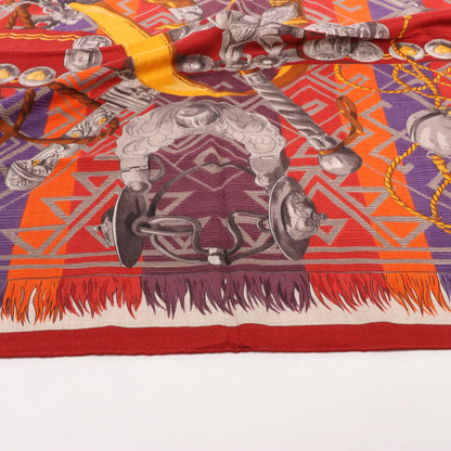 Hermès Carré 90 "LUJO CRIOLLO" Cashmere & Silk handkerchief in Red