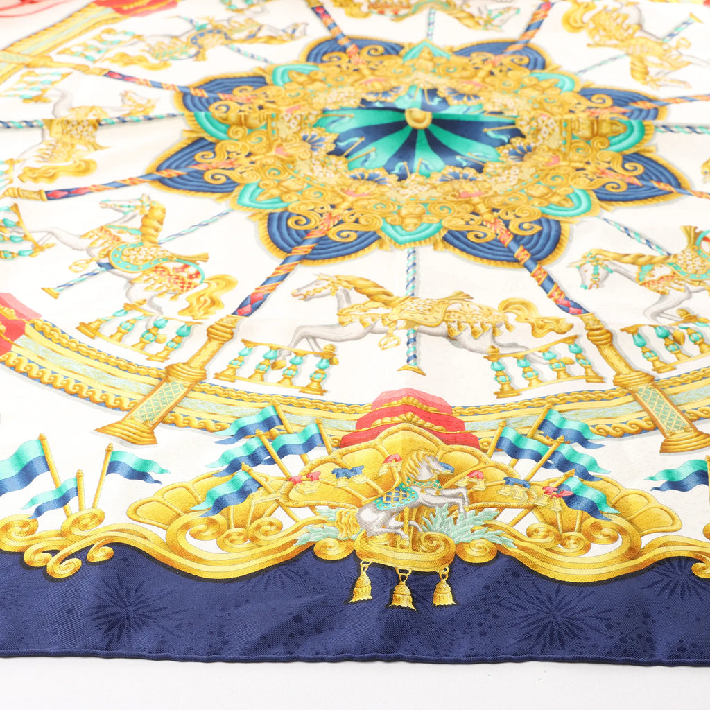 Hermès Carré 90 "LUNAPARK" Silk handkerchief in Navy Blue