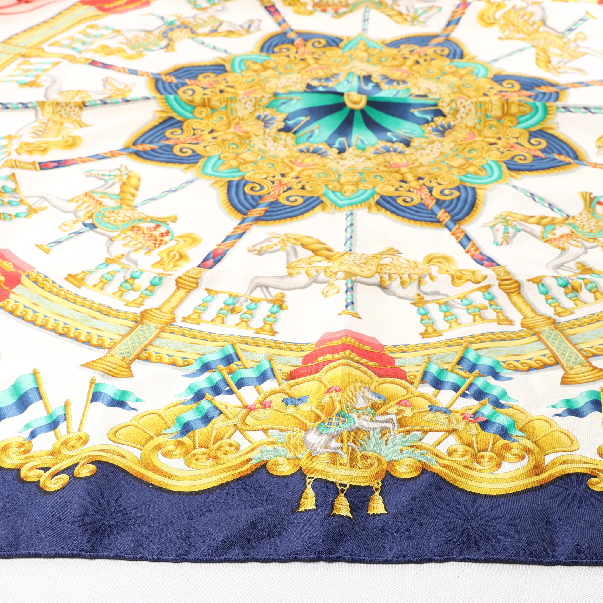 Hermès Carré 90 "LUNAPARK" Silk handkerchief in Navy Blue