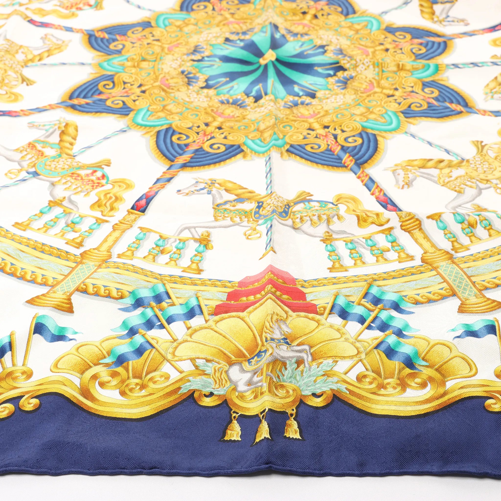 Hermès Carré 90 "LUNAPARK" Silk handkerchief in Navy Blue
