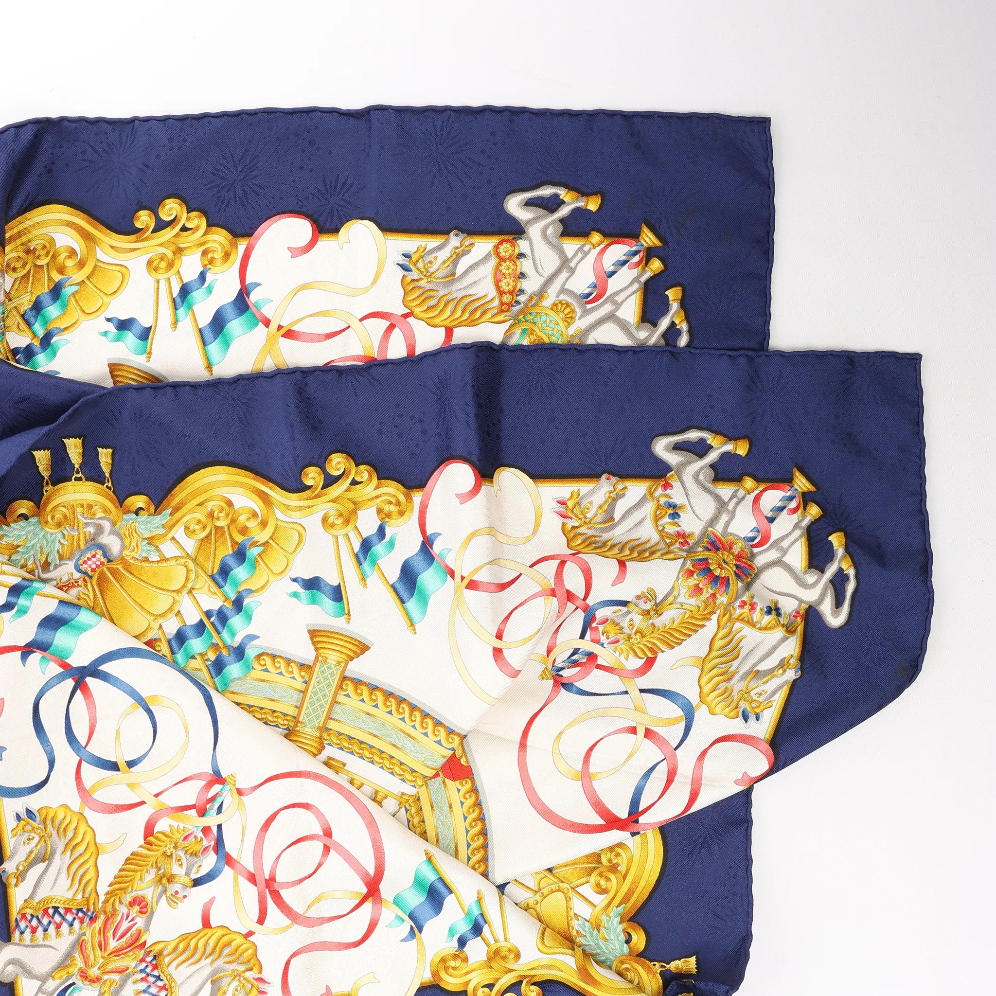 Hermès Carré 90 "LUNAPARK" Silk handkerchief in Navy Blue