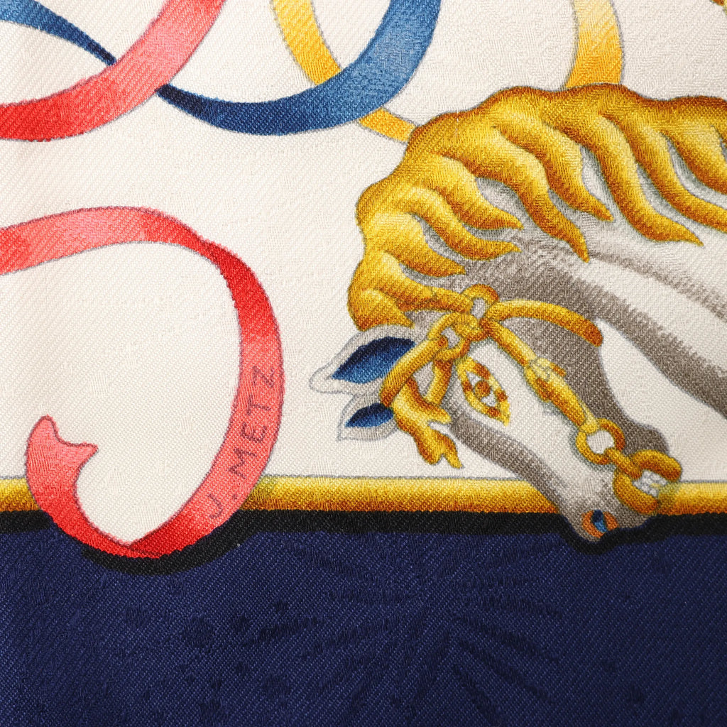 Hermès Carré 90 "LUNAPARK" Silk handkerchief in Navy Blue