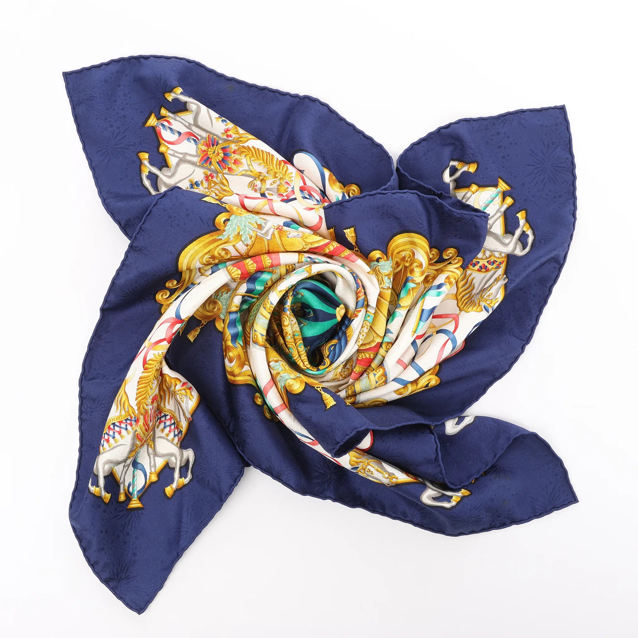 Hermès Carré 90 "LUNAPARK" Silk handkerchief in Navy Blue