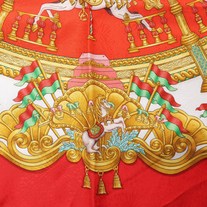 Hermès Carré 90 "LUNAPARK" Silk handkerchief in Red