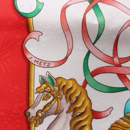 Hermès Carré 90 "LUNAPARK" Silk handkerchief in Red