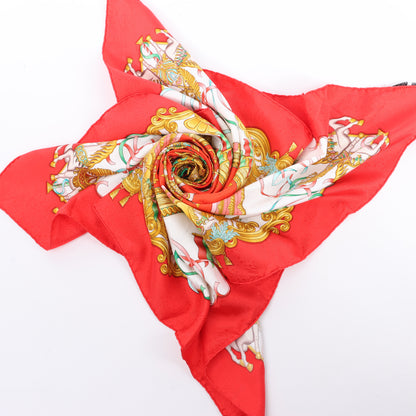 Carré Hermès Carré 90 « LUNAPARK » 100 % soie rouge