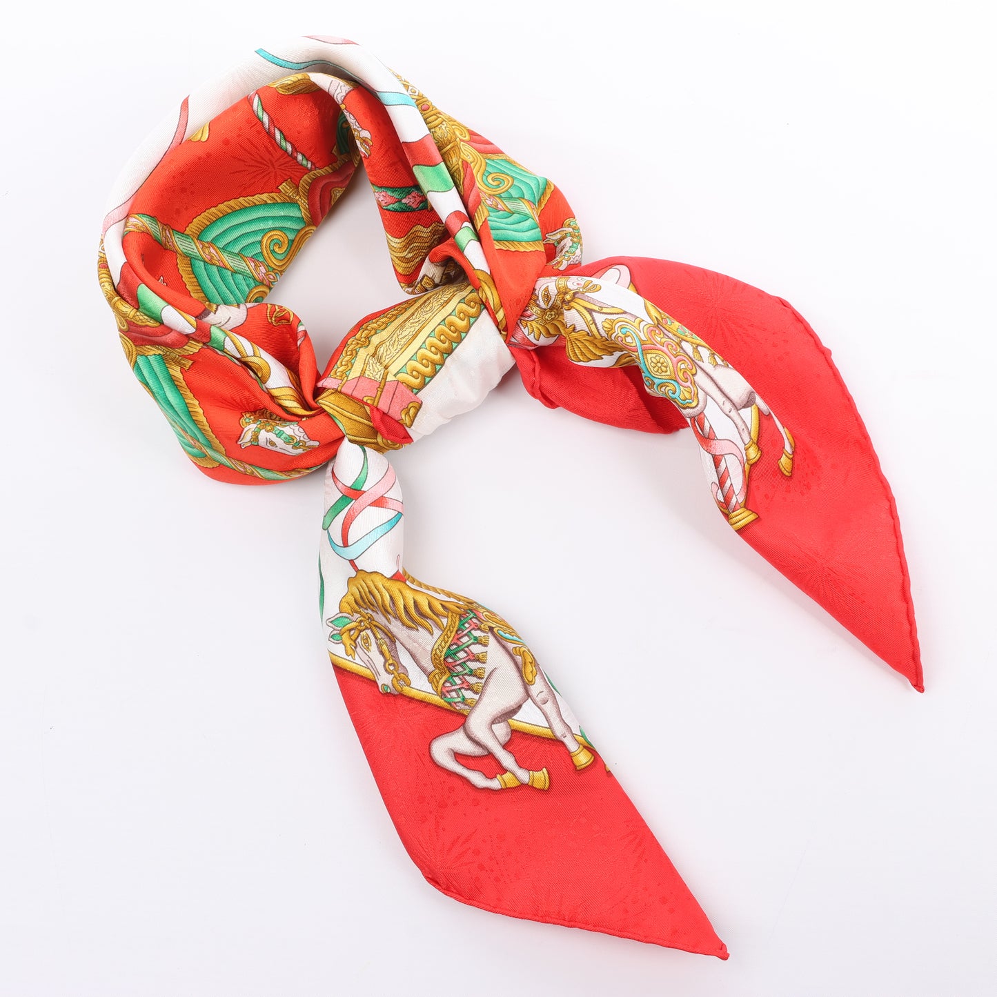 Carré Hermès Carré 90 « LUNAPARK » 100 % soie rouge