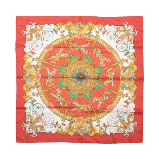 Hermès Carré 90 "LUNAPARK" 100% Silk Scarf in Red