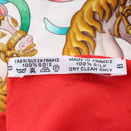 Carré Hermès Carré 90 « LUNAPARK » 100 % soie rouge