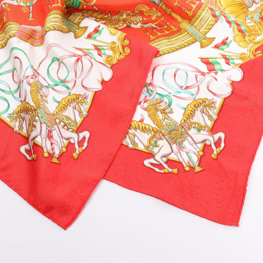 Hermès Carré 90 "LUNAPARK" Silk handkerchief in Red