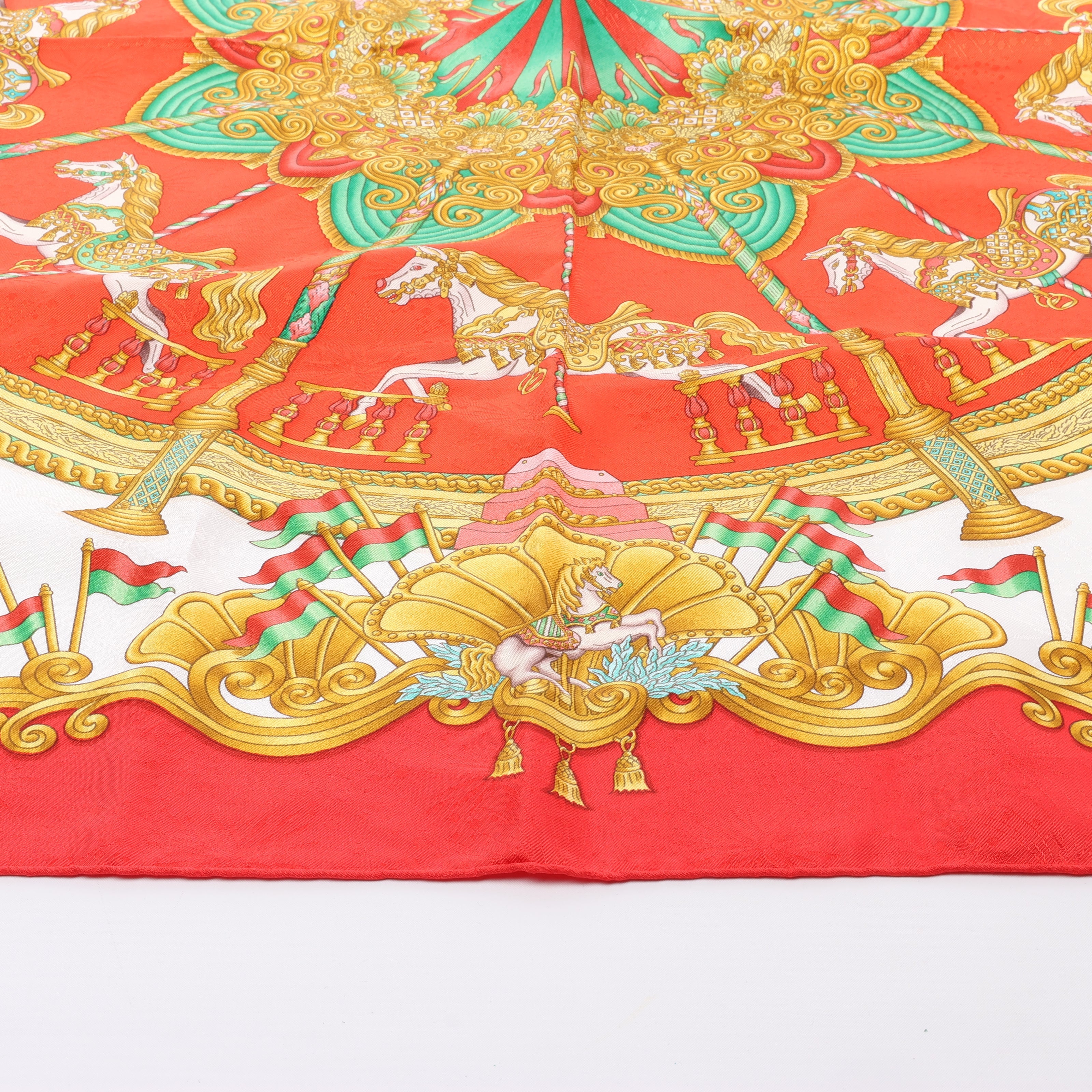 Hermès Carré 90 "LUNAPARK" Silk handkerchief in Red