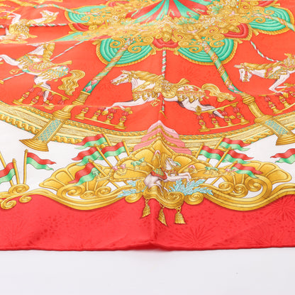 Carré Hermès Carré 90 « LUNAPARK » 100 % soie rouge