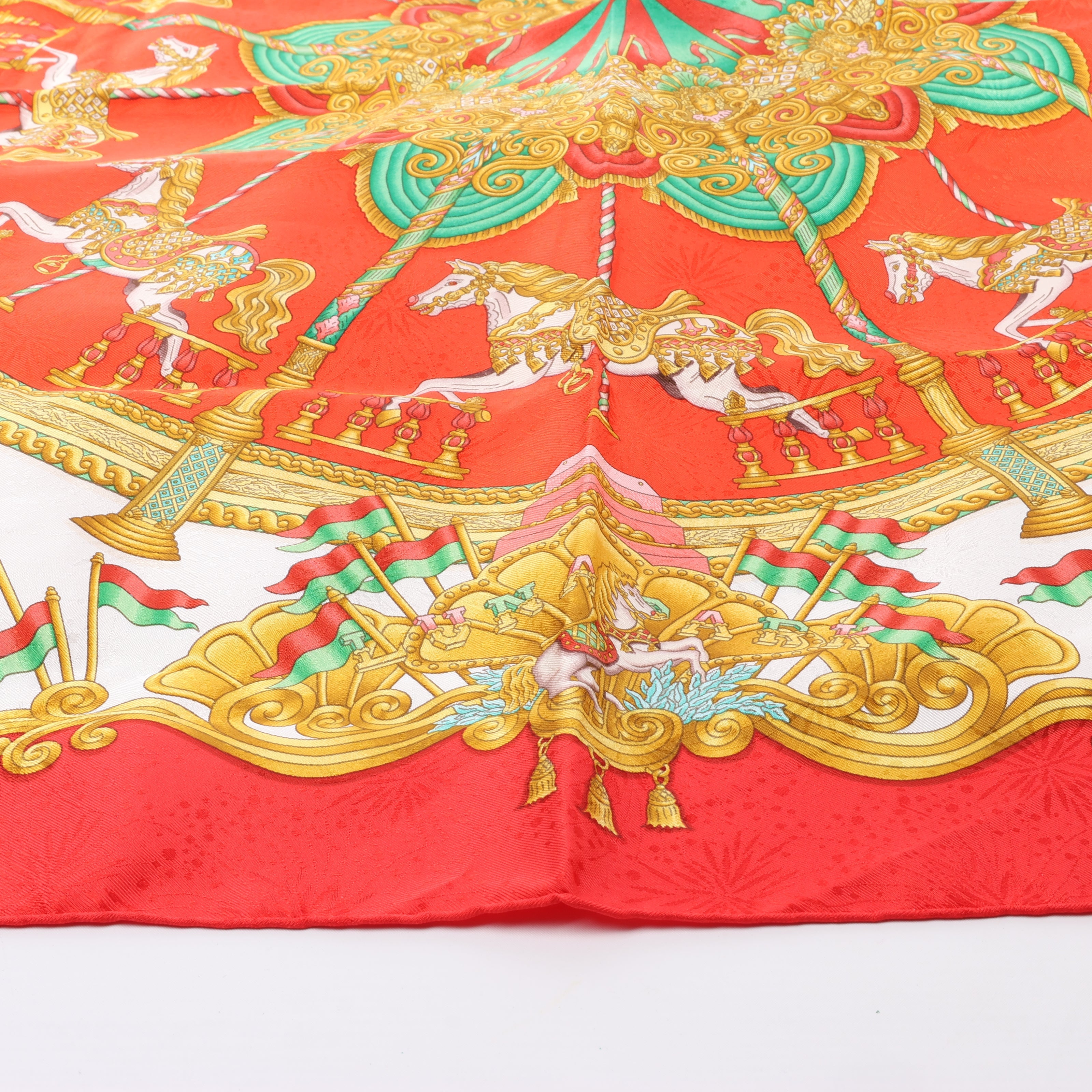 Hermès Carré 90 "LUNAPARK" Silk handkerchief in Red
