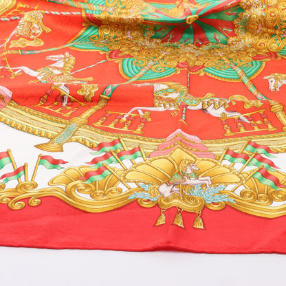 Carré Hermès Carré 90 « LUNAPARK » 100 % soie rouge