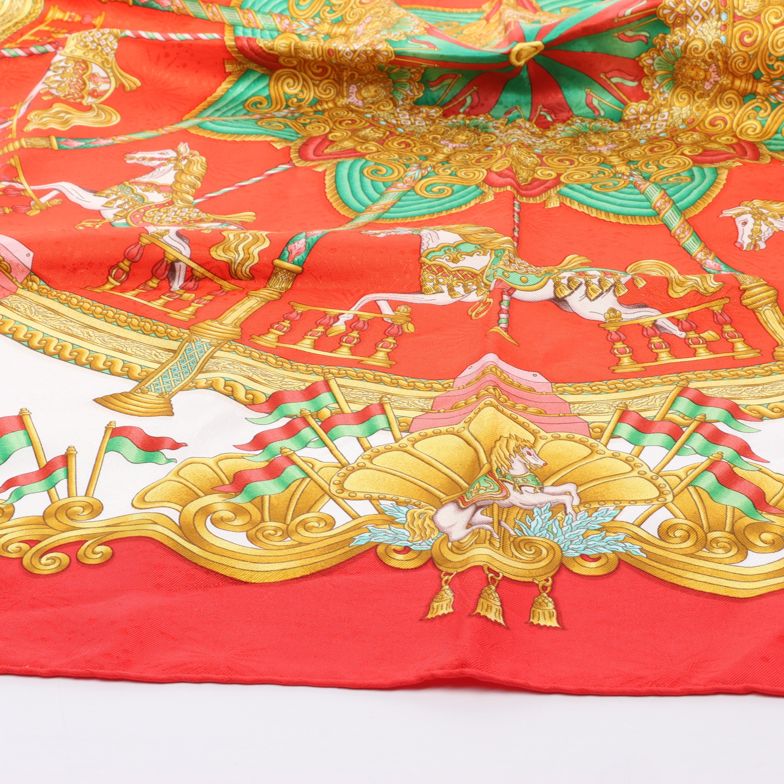 Hermès Carré 90 "LUNAPARK" Silk handkerchief in Red