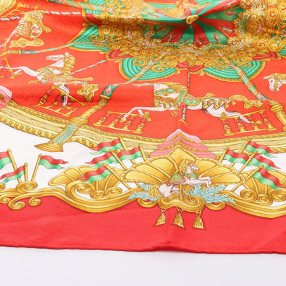 Hermès Carré 90 "LUNAPARK" Silk handkerchief in Red