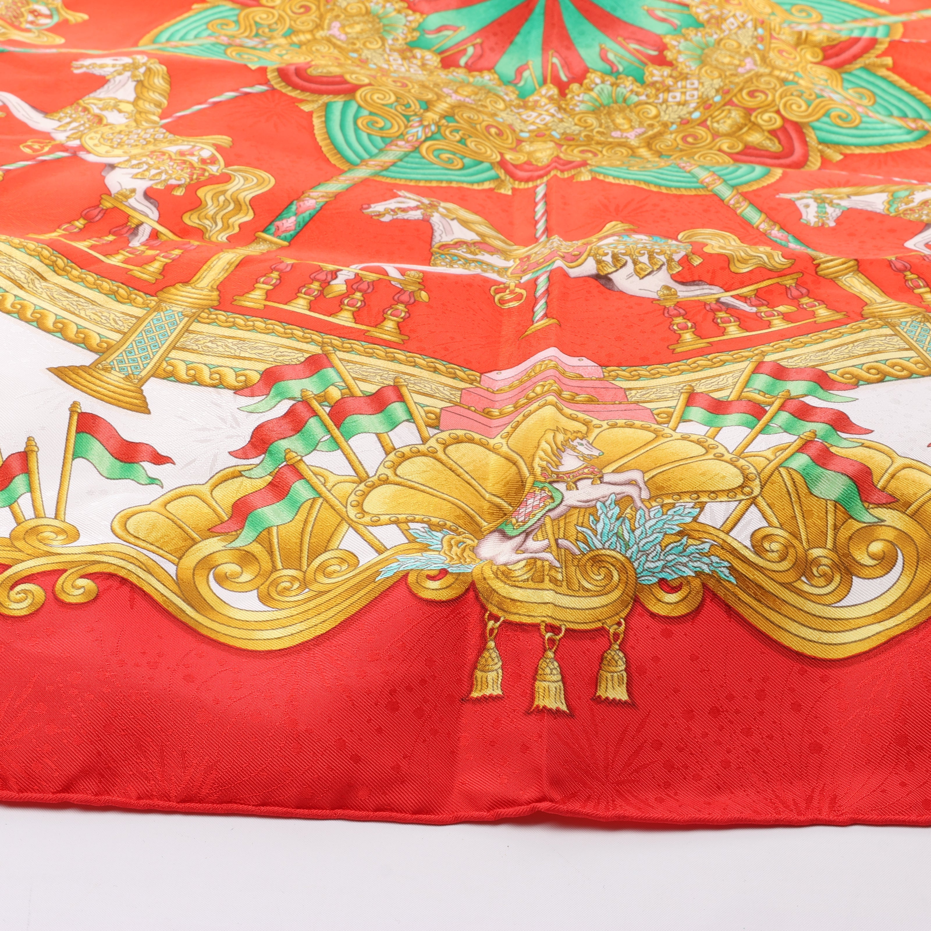 Hermès Carré 90 "LUNAPARK" Silk handkerchief in Red