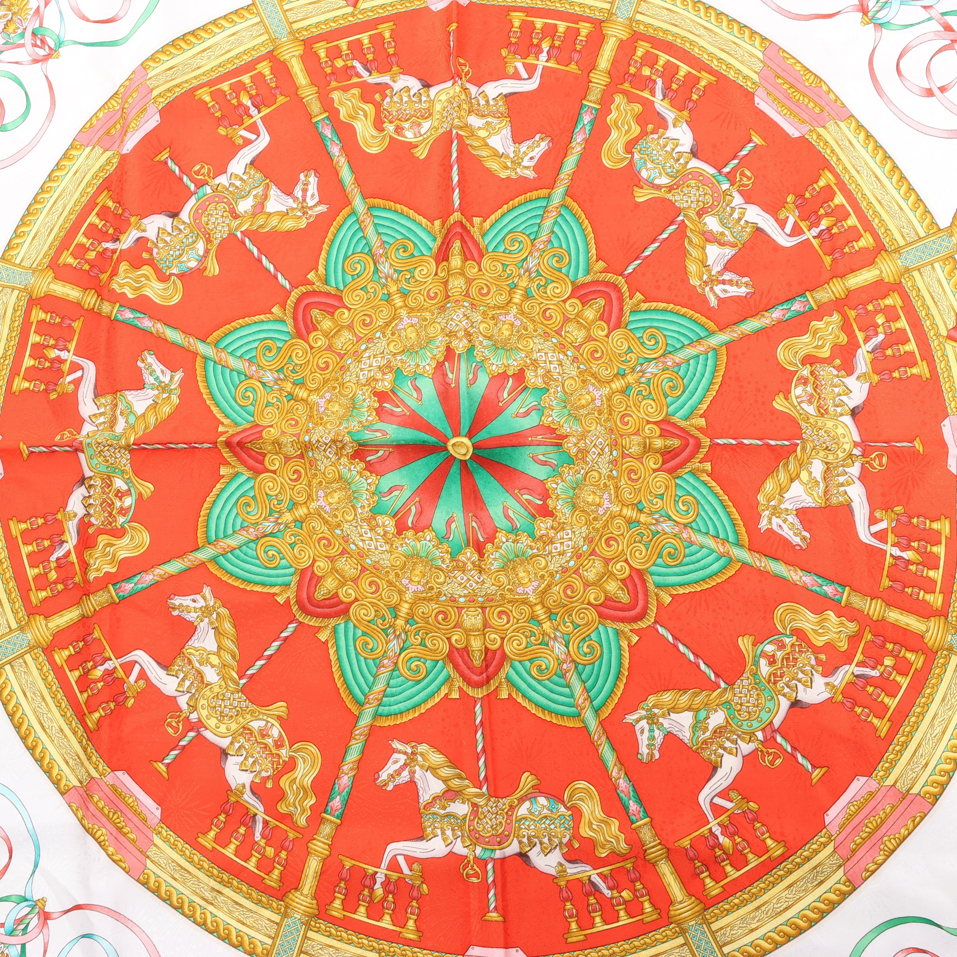 Hermès Carré 90 "LUNAPARK" Silk handkerchief in Red