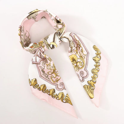 Mouchoir en soie Hermès Carré 90 « LVDOVICVS MAGNVS » rose