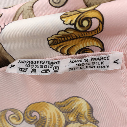 Mouchoir en soie Hermès Carré 90 « LVDOVICVS MAGNVS » rose