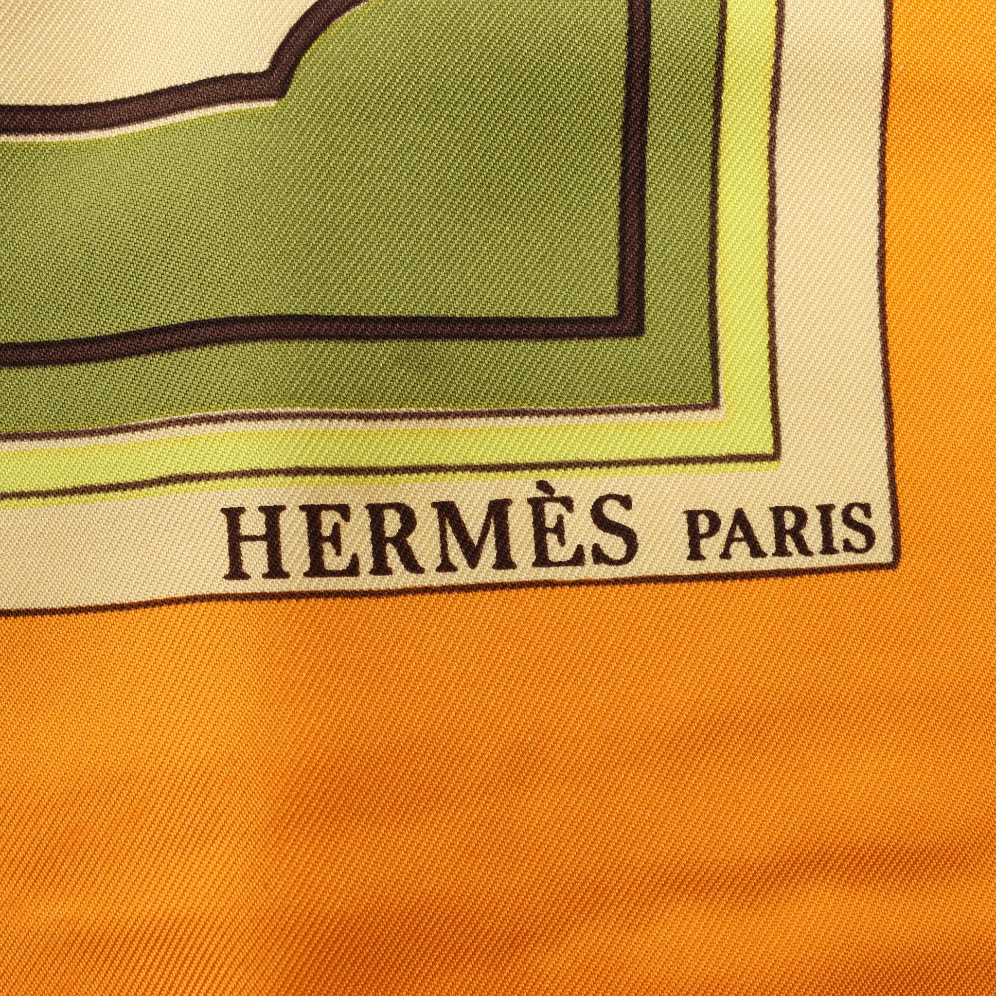 Hermès Carré 90 "L'ALPHABET DES METIERS" Silk handkerchief in Orange