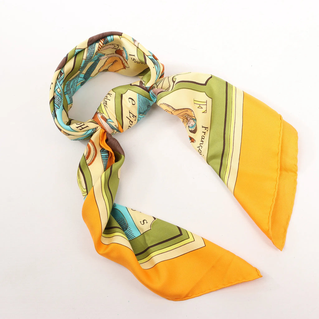 Hermès Carré 90 "L'ALPHABET DES METIERS" Silk handkerchief in Orange