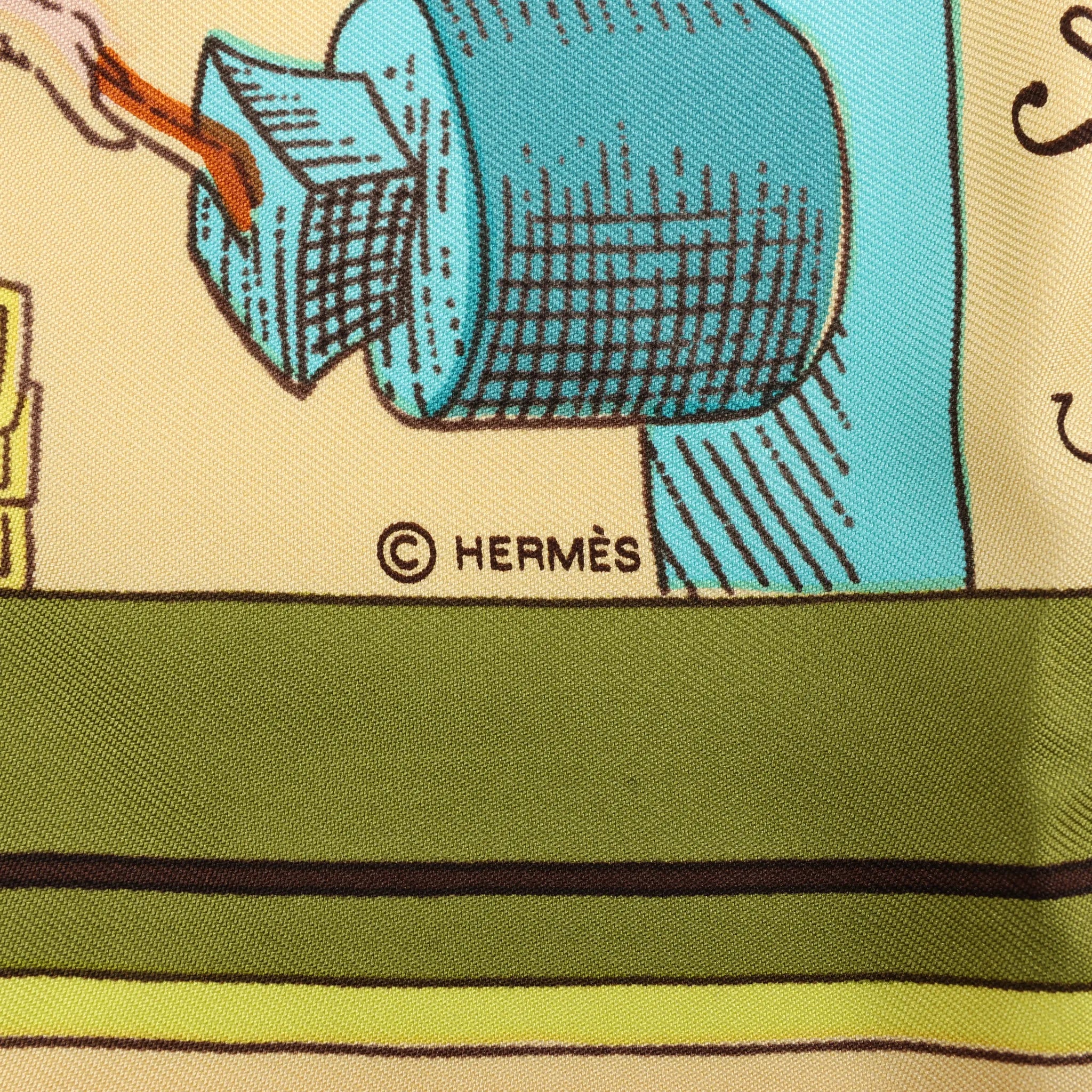 Hermès Carré 90 "L'ALPHABET DES METIERS" Silk handkerchief in Orange